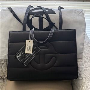 Telfar Stylish Black M Puff Shopper Tote Bag
